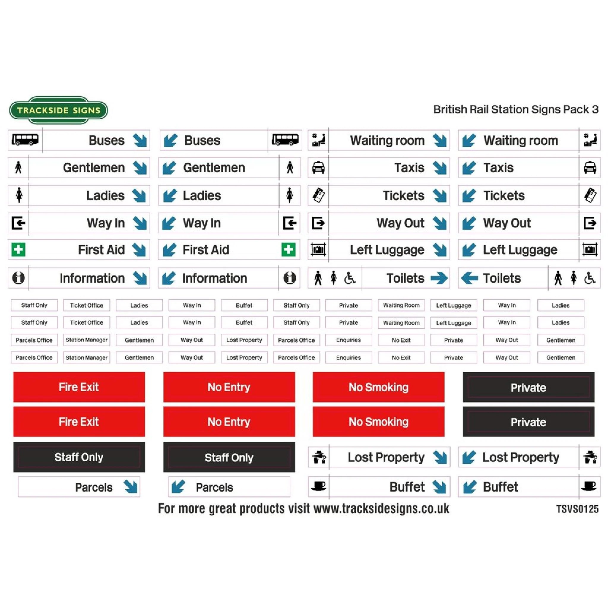 TSVS0125 British Rail General Station Signs (Pack 3) - O Gauge