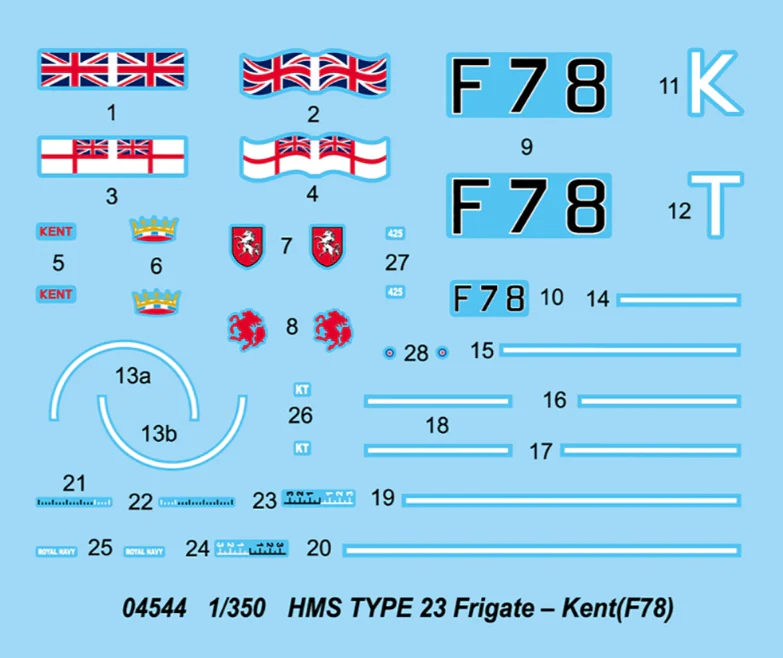 PKTM04544 HMS Kent F78 Type 23 Frigate Model Kit - Image 3