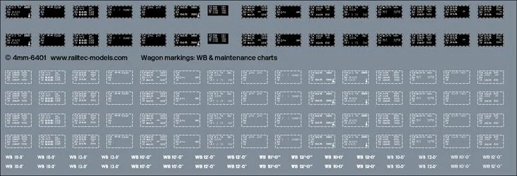 RT-4-6401 Wagon markings: WB & maintenance charts (early style) Transfer