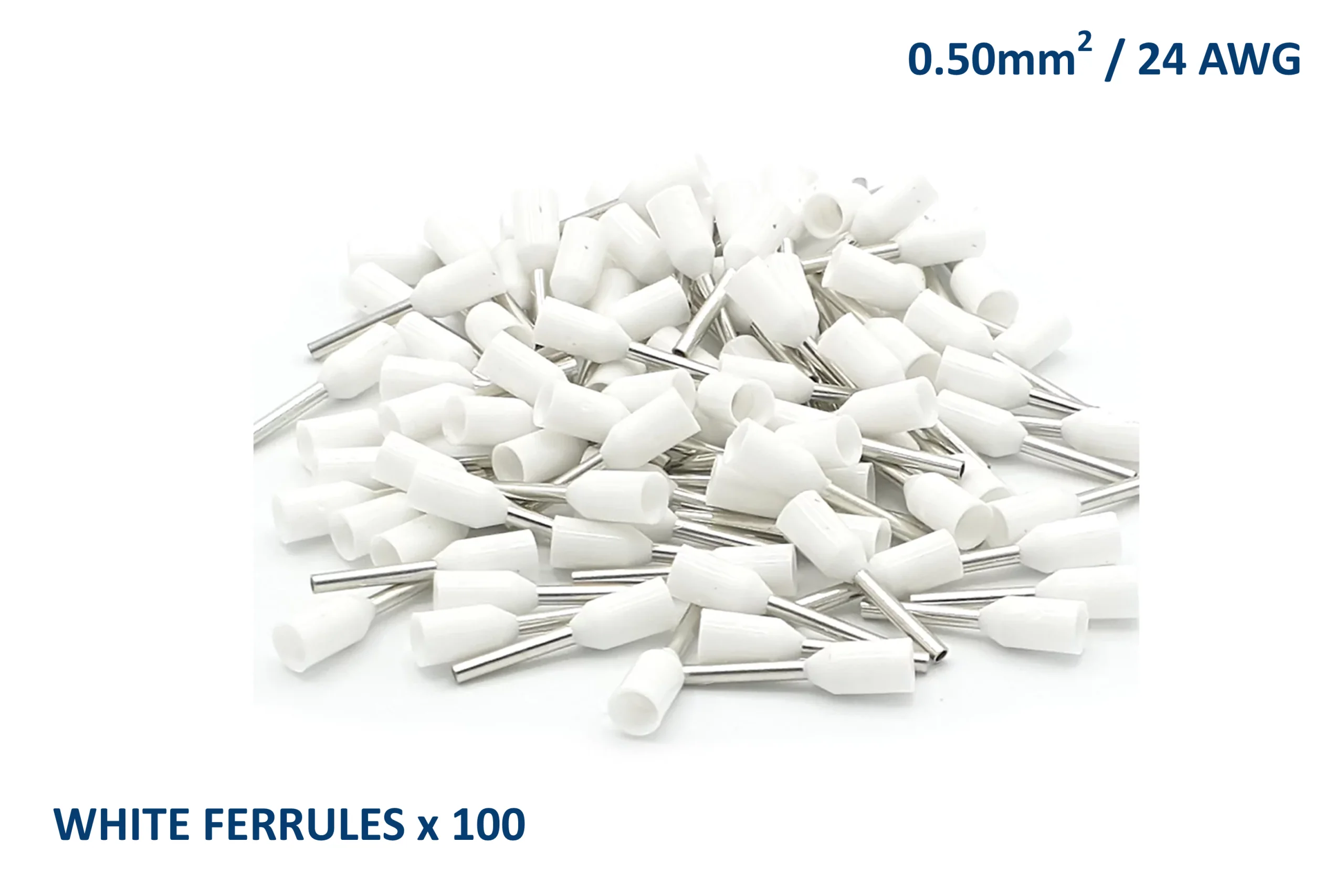 DCW-F050.WHT White Ferrules for 24 AWG ~ 0.5mm SQ wire