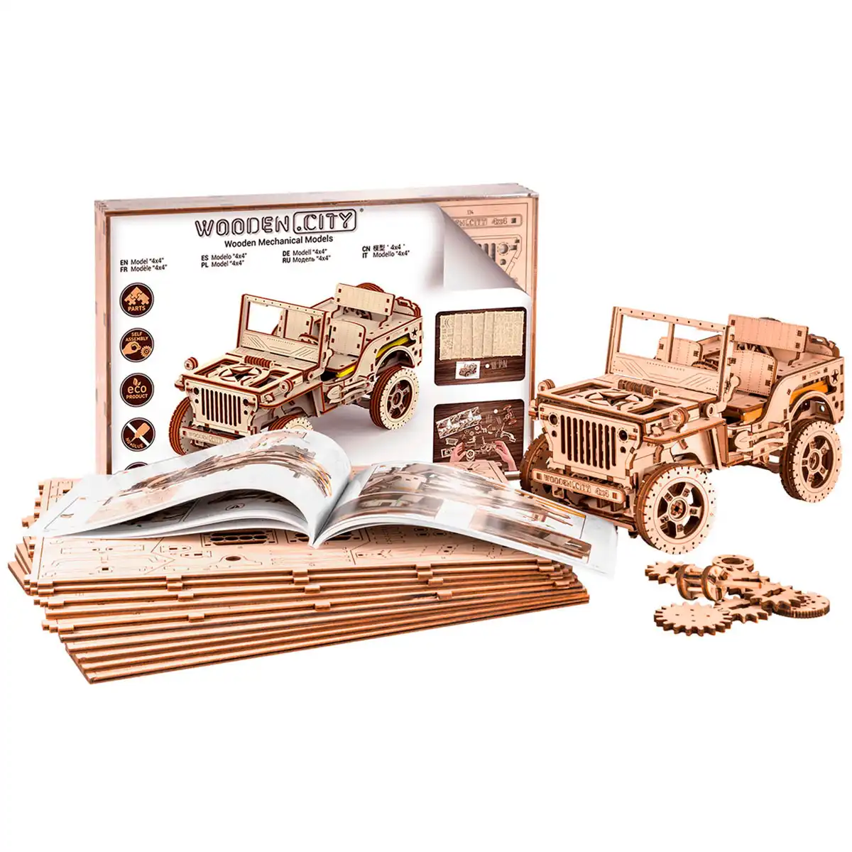 WR309 3D Wooden Car Puzzle – Car 4x4 - Image 2
