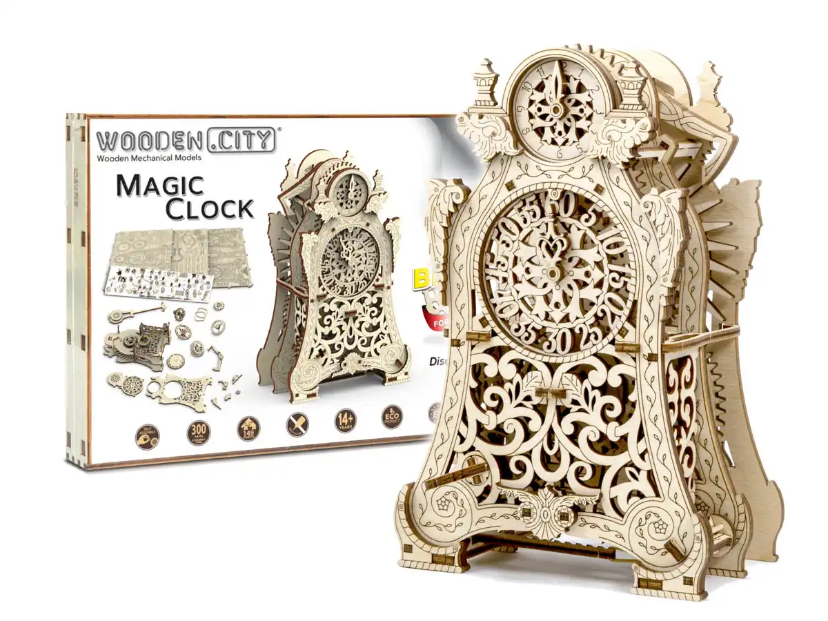 WR312 3D Wooden Clock Puzzle – Magic Clock