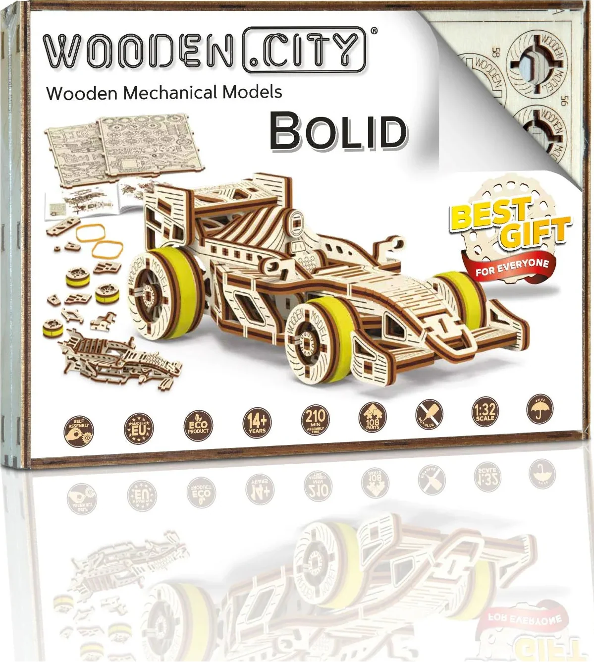 WR326 3D Wooden Car Puzzle - Grand Prix Car