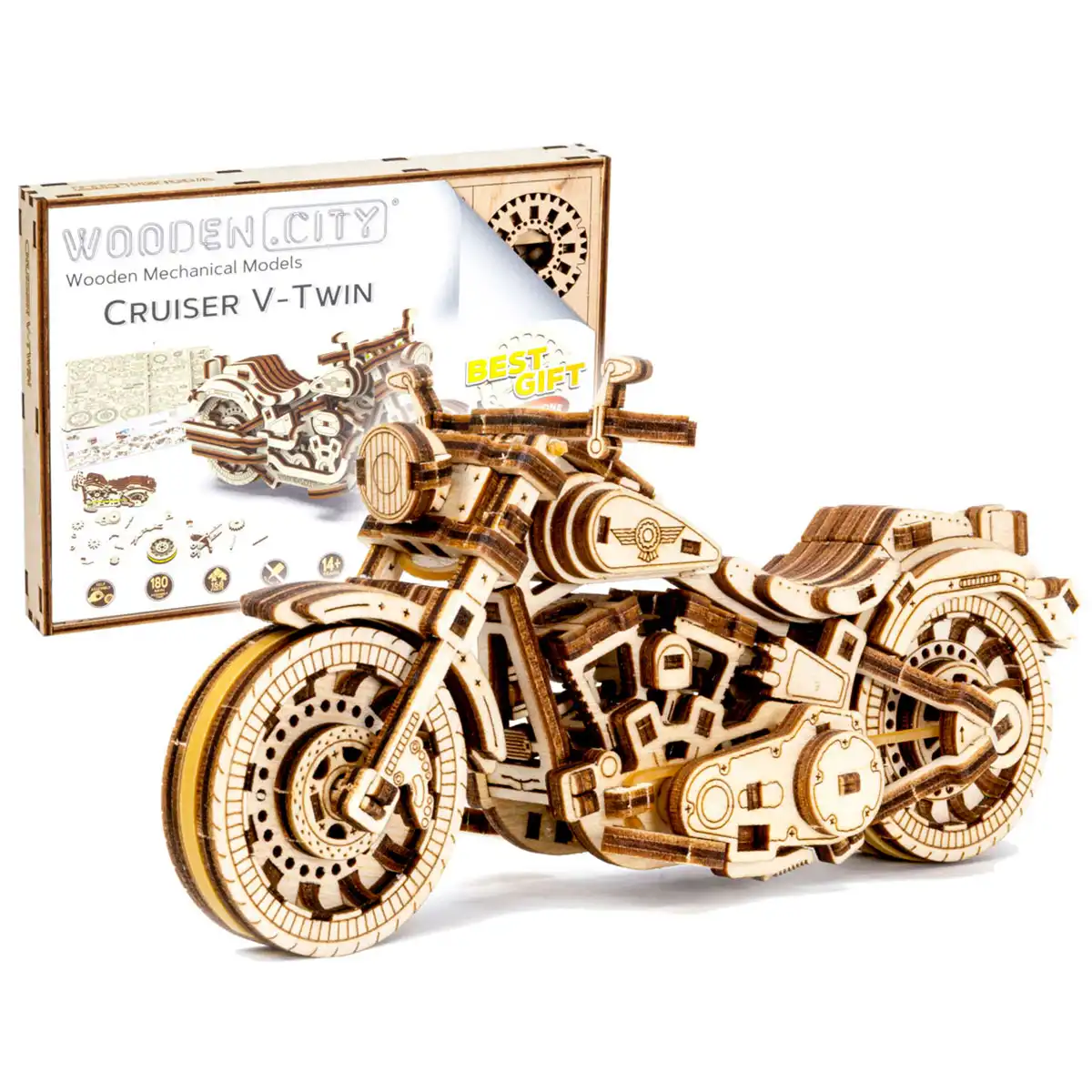 WR342 3D Wooden Motorbike Puzzle – Cruiser V-Twin