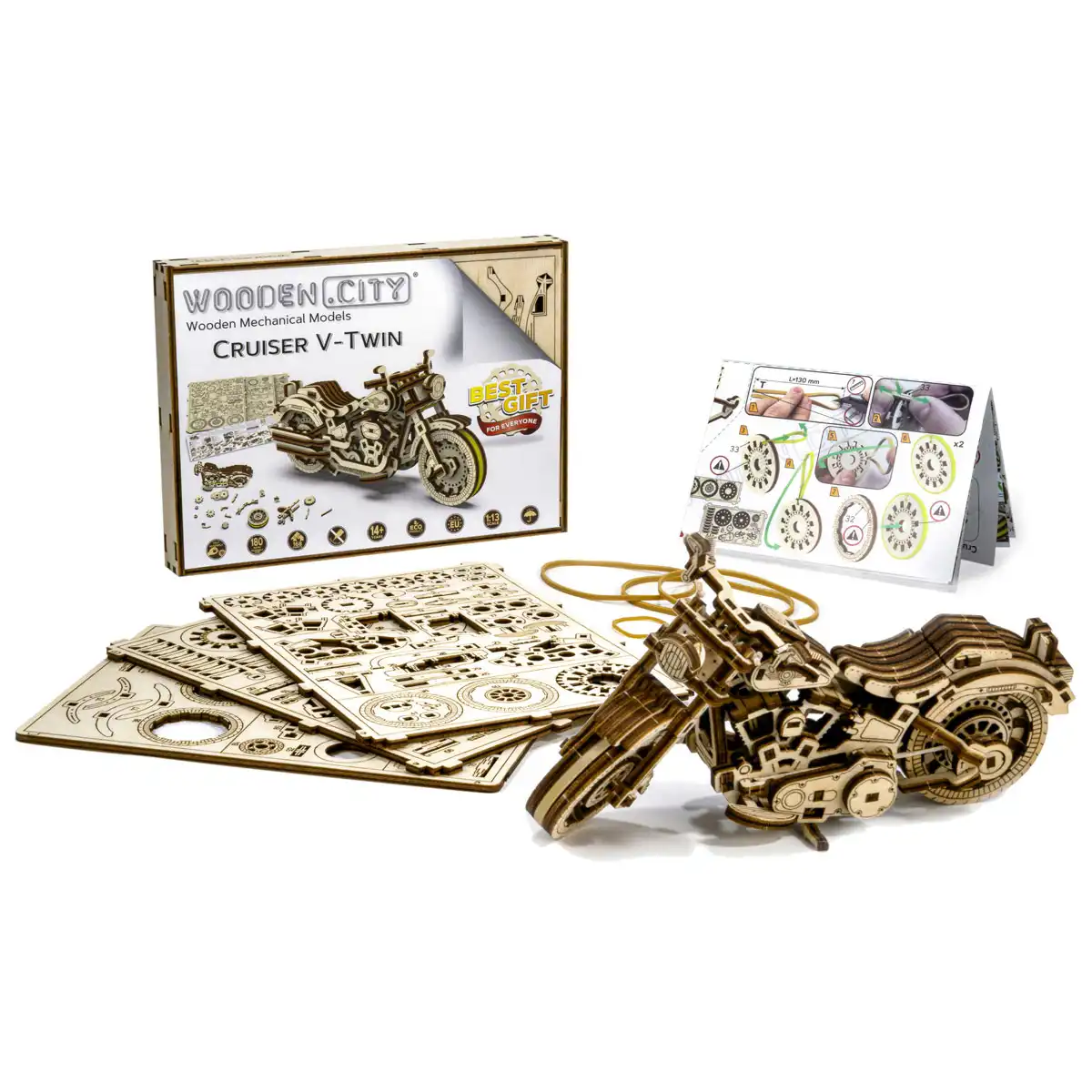 WR342 3D Wooden Motorbike Puzzle – Cruiser V-Twin - Image 6