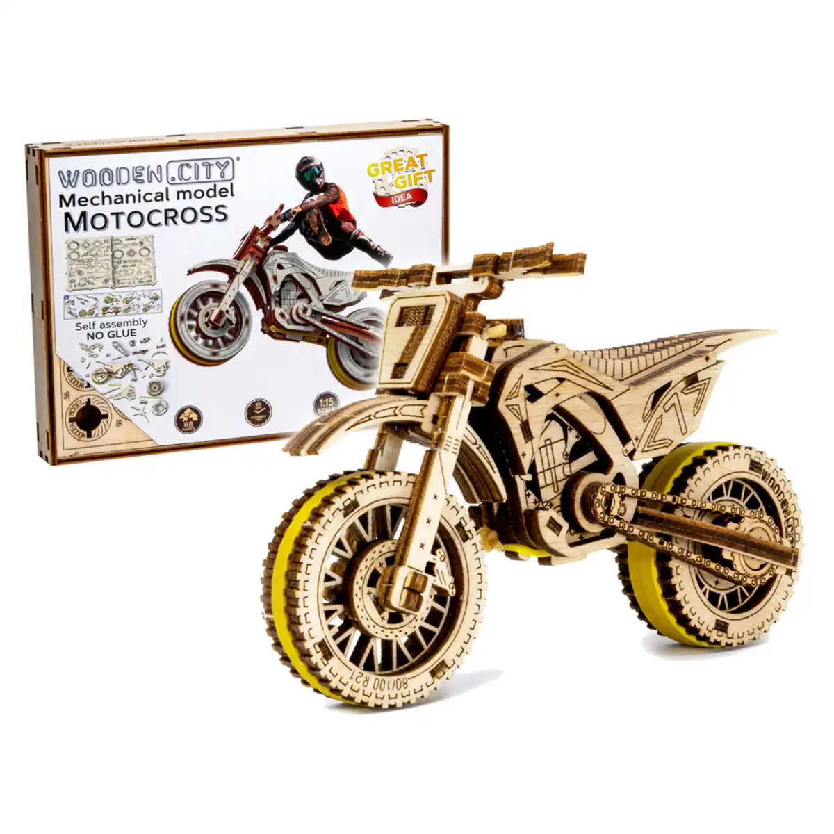 WR343 3D Wooden Motorbike Puzzle – Motocross