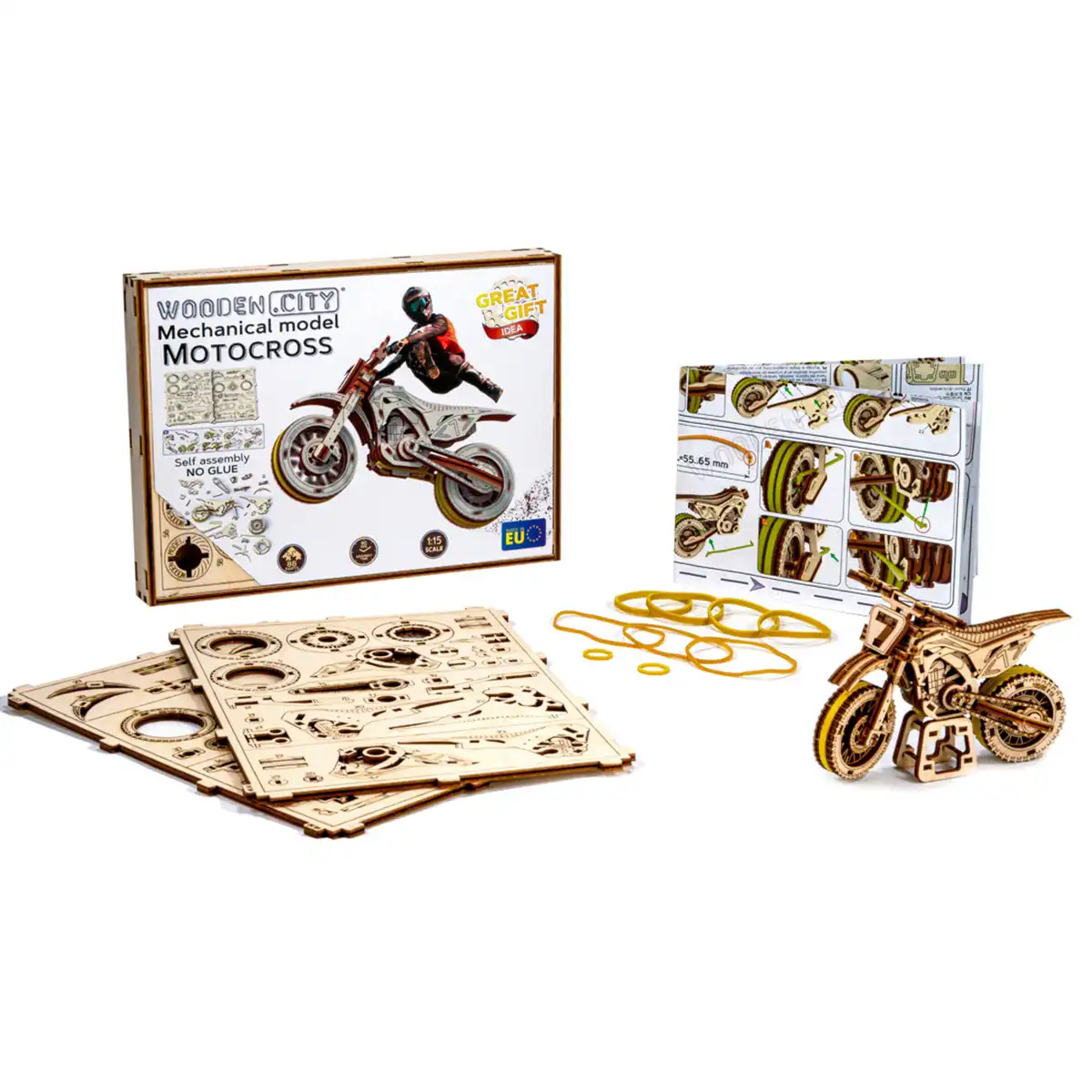 WR343 3D Wooden Motorbike Puzzle – Motocross - Image 6