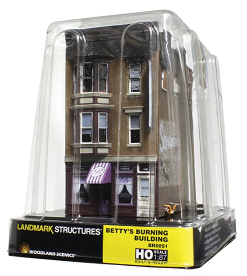 WBR5051 BR5051 Woodland Scenics - HO Scale Buildings - Betty's Burning Building - Image 5