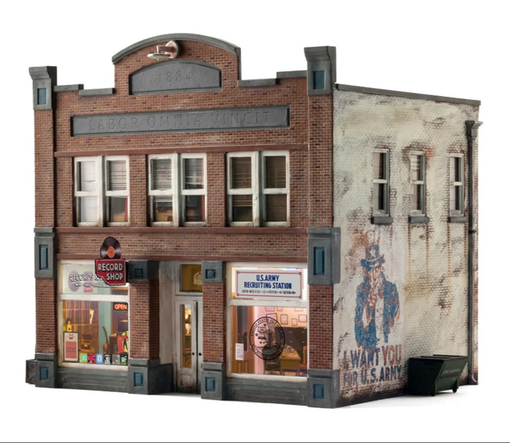 WBR5871 BR5871 WOODLAND SCENICS - O GAUGE BUILDINGS - Recruiting Office & Record Store