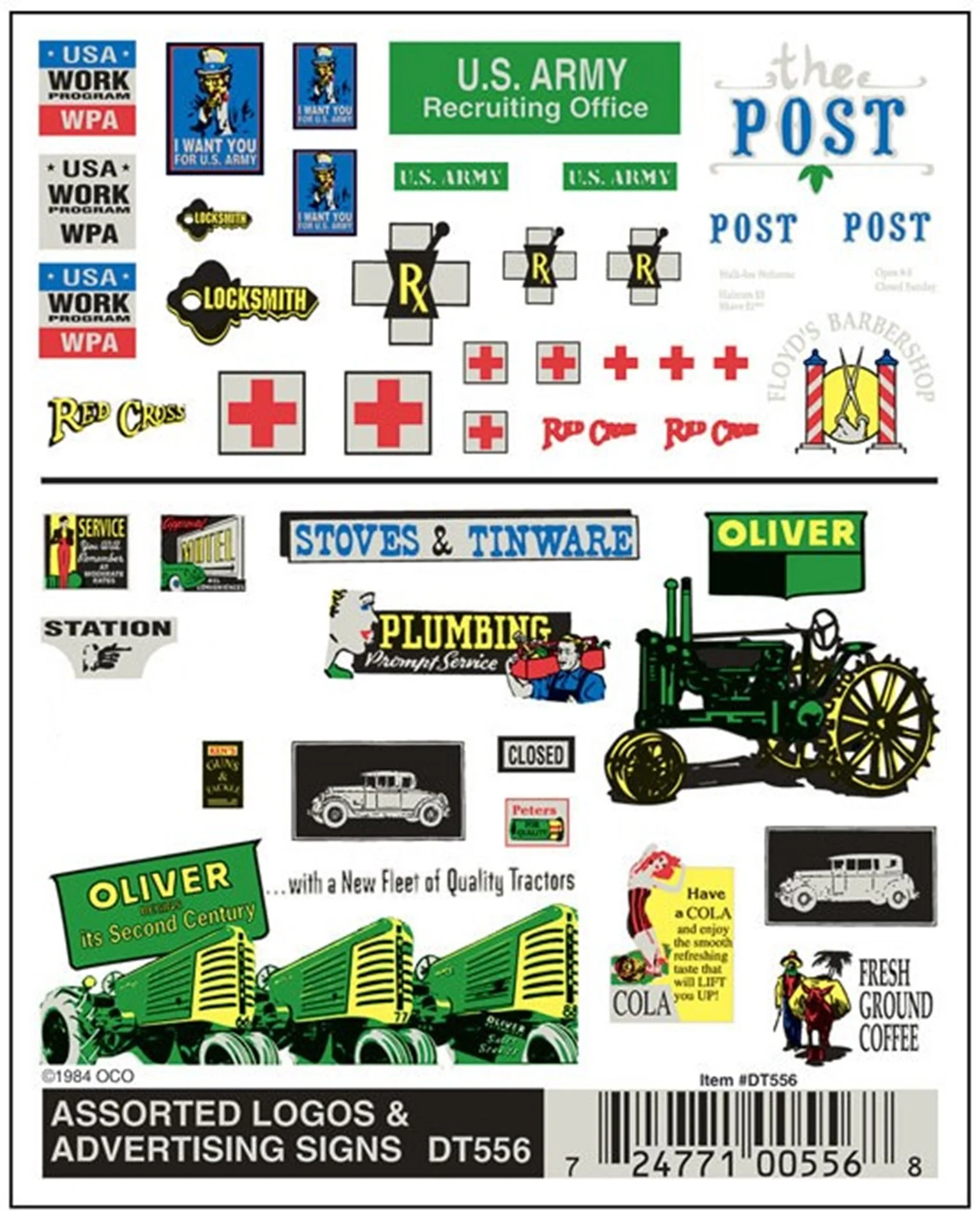 WDT556 DT556 WOODLAND SCENICS - Decals - Assorted Logos & Advertising Signs