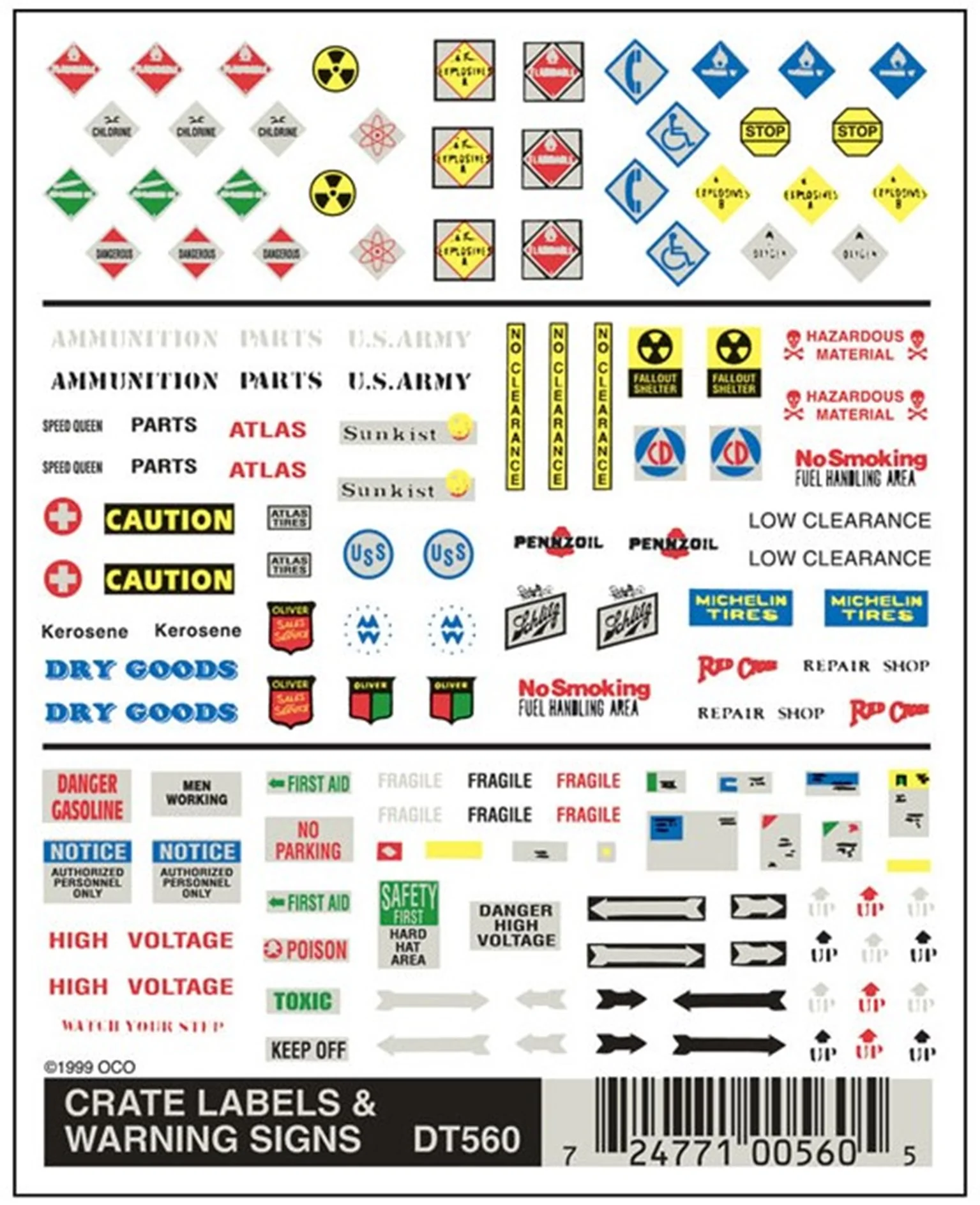 WDT560 DT560 WOODLAND SCENICS - Decals - Crate Labels & Warning Signs
