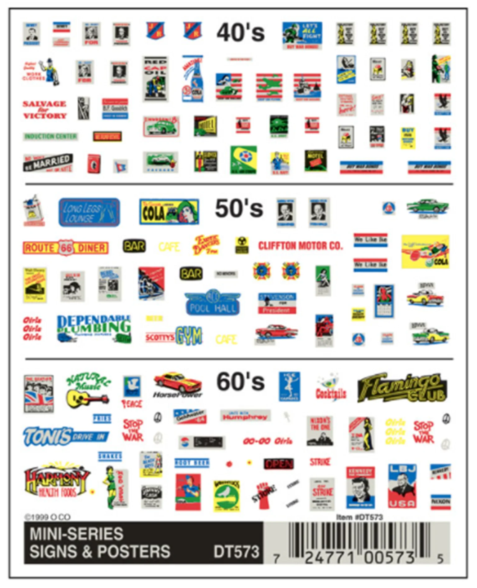 WDT573 DT573 WOODLAND SCENICS - Decals - Mini-Series Signs & Posters
