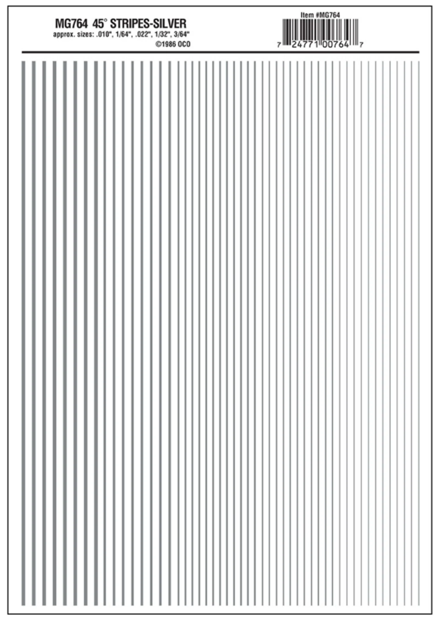 WMG764 MG764 WOODLAND SCENICS - Decals - Stripes Silver