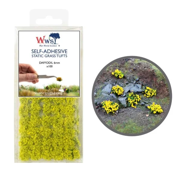 W3T-DA6 6mm Daffodil Self-Adhesive Static Grass Tufts x 100 - Image 2