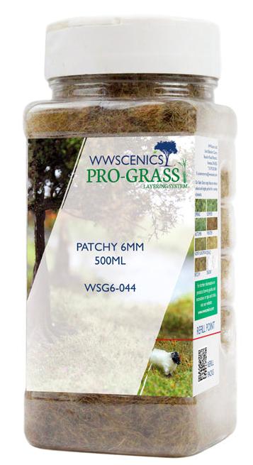 WSG6-044 WWS 6mm Patchy Static Grass - 500ml Canister